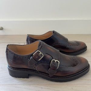 The Office Of Angela Scott - Brown leather, wingtip double monk strap | 7.5